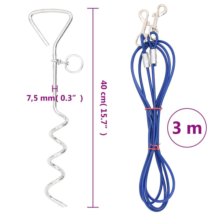 Dog Tie Out Cable with Ground Stake 9.8'