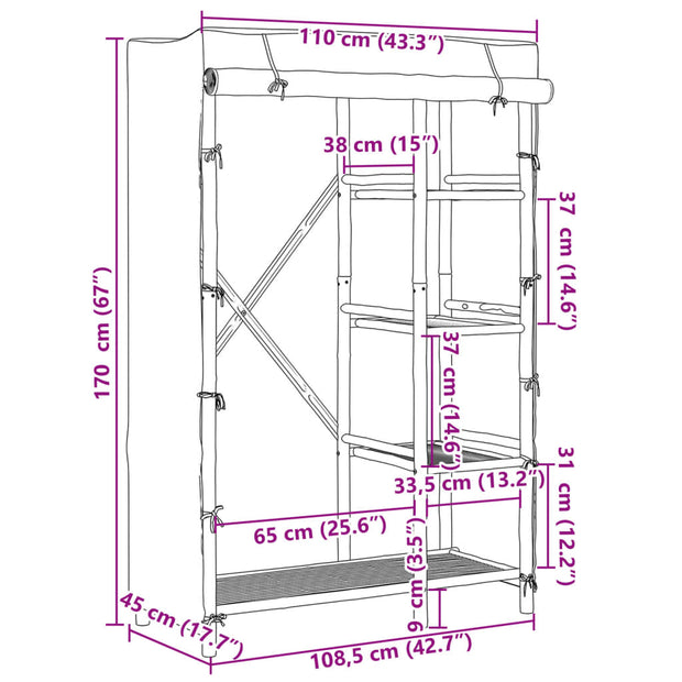 Wardrobe 43.3"x17.7"x66.9" Bamboo