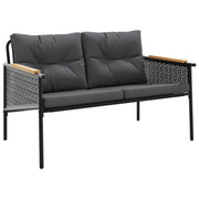 Patio Bench with Cushions 45.7" Black Steel