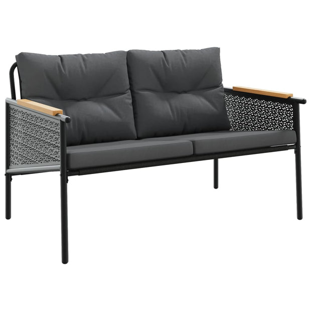 Patio Bench with Cushions 45.7" Black Steel