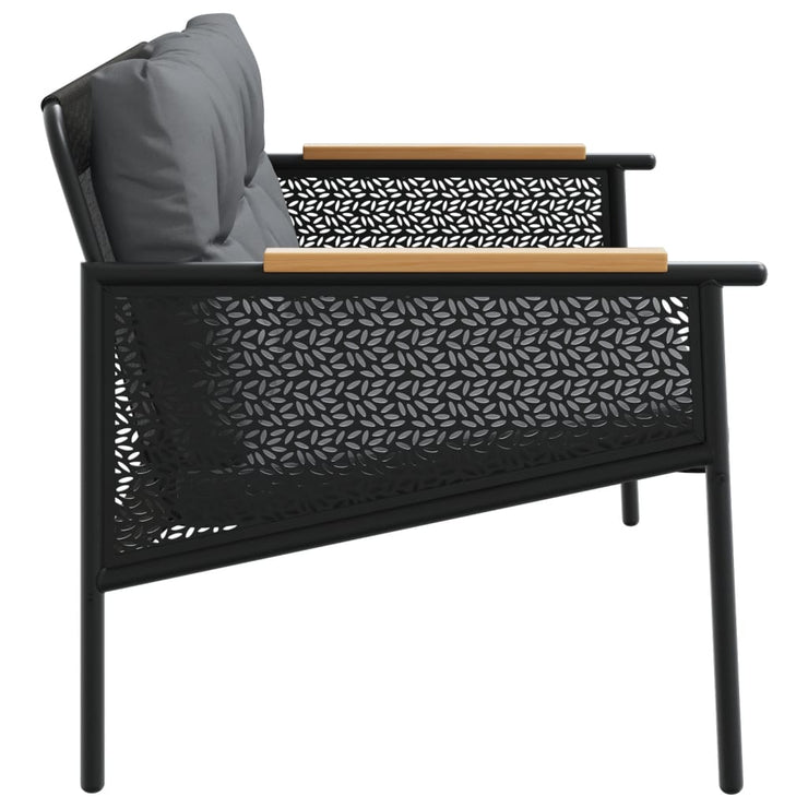 Patio Bench with Cushions 45.7" Black Steel