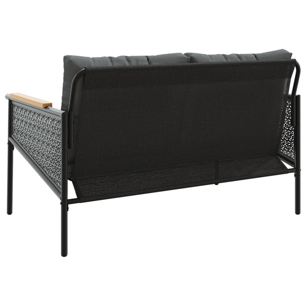 Patio Bench with Cushions 45.7" Black Steel