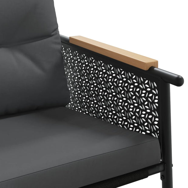 Patio Bench with Cushions 45.7" Black Steel