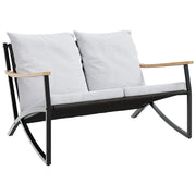 Patio Bench with Cushions 47.2" Black Steel