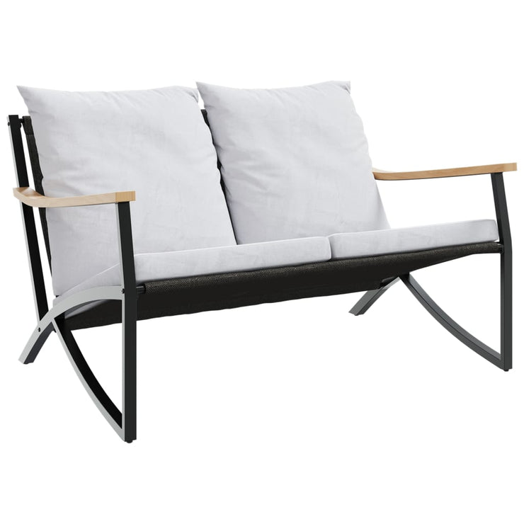 Patio Bench with Cushions 47.2" Black Steel