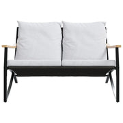 Patio Bench with Cushions 47.2" Black Steel