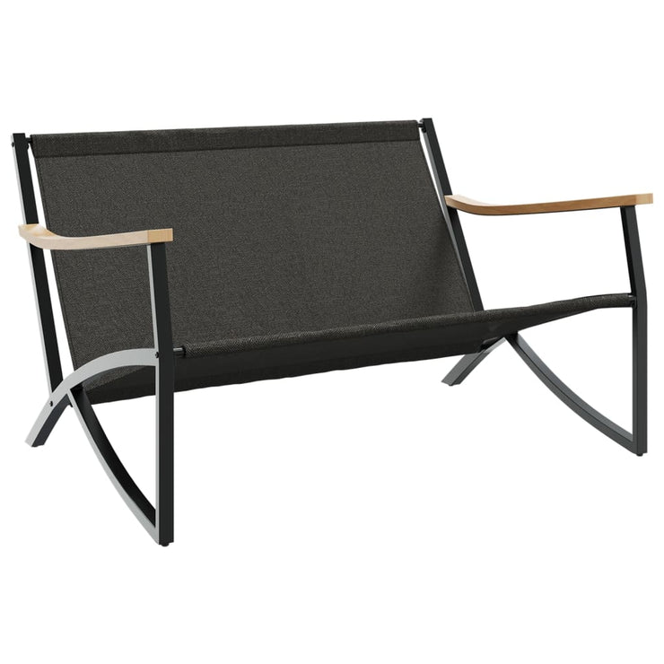 Patio Bench with Cushions 47.2" Black Steel