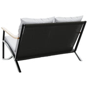 Patio Bench with Cushions 47.2" Black Steel