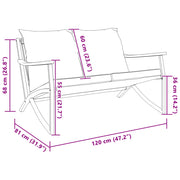 Patio Bench with Cushions 47.2" Black Steel