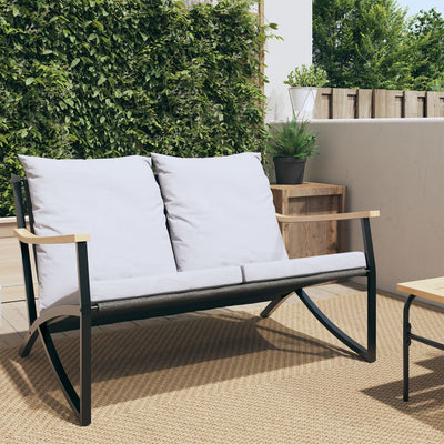 Patio Bench with Cushions 47.2" Black Steel