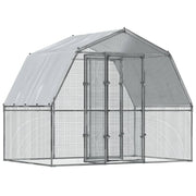 Chicken Cages 2 pcs with Roof and Door Silver Galvanized Steel