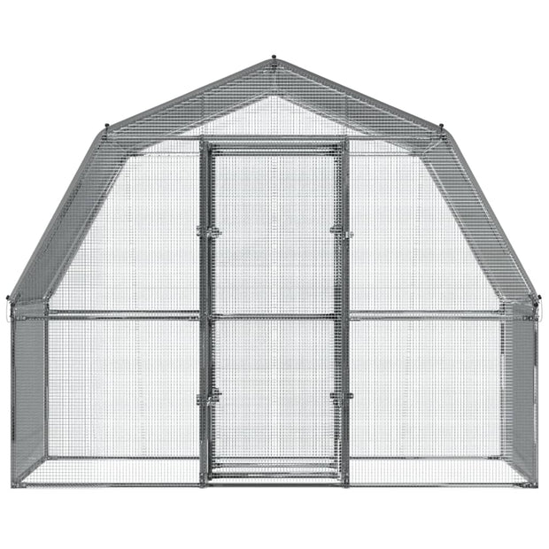 Chicken Cages 2 pcs with Roof and Door Silver Galvanized Steel