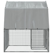 Chicken Cages 2 pcs with Roof and Door Silver Galvanized Steel