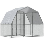 Chicken Cages 2 pcs with Roof and Door Silver Galvanized Steel