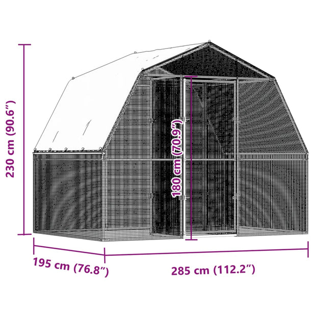 Chicken Cages 2 pcs with Roof and Door Silver Galvanized Steel