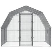 Chicken Cages 2 pcs with Roof and Door Silver Galvanized Steel