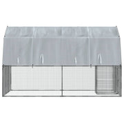 Chicken Cages 2 pcs with Roof and Door Silver Galvanized Steel