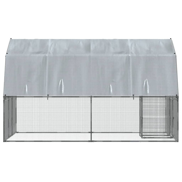 Chicken Cages 2 pcs with Roof and Door Silver Galvanized Steel