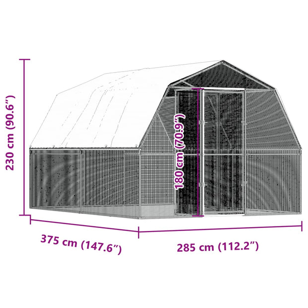 Chicken Cages 2 pcs with Roof and Door Silver Galvanized Steel