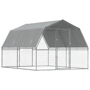 Bird Cages 2 pcs with Roof and Door Silver Galvanized Steel