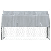 Bird Cages 2 pcs with Roof and Door Silver Galvanized Steel