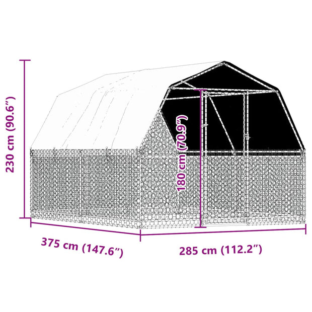 Bird Cages 2 pcs with Roof and Door Silver Galvanized Steel