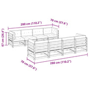 9 Piece Patio Sofa Set with Cushions Solid Wood Pine