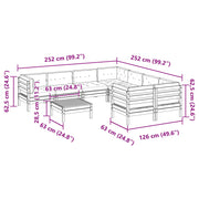 9 Piece Patio Sofa Set with Cushions Wax Brown Solid Wood Pine