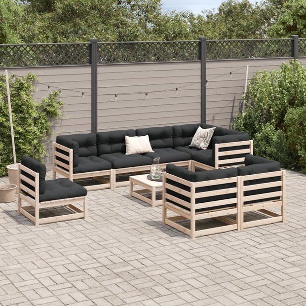 9 Piece Patio Sofa Set Solid Wood Pine