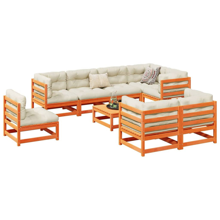 9 Piece Patio Sofa Set Wax Brown Solid Wood Pine