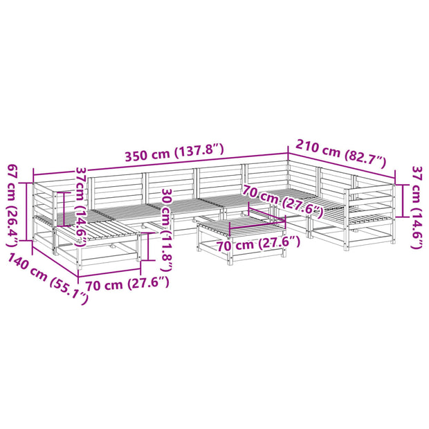 9 Piece Patio Sofa Set Solid Wood Pine