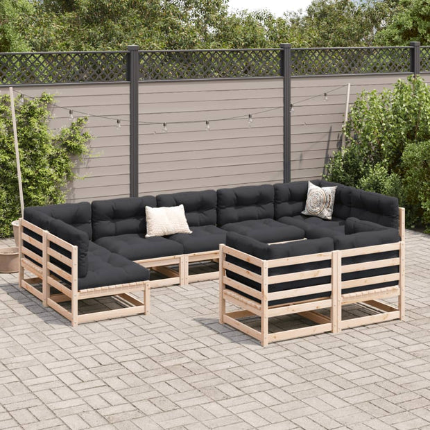 9 Piece Patio Sofa Set Solid Wood Pine