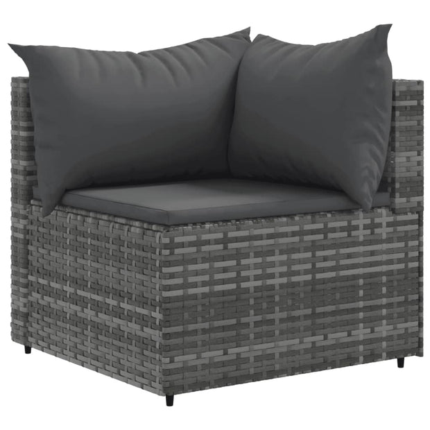 9 Piece Patio Lounge Set with Cushions Gray Poly Rattan