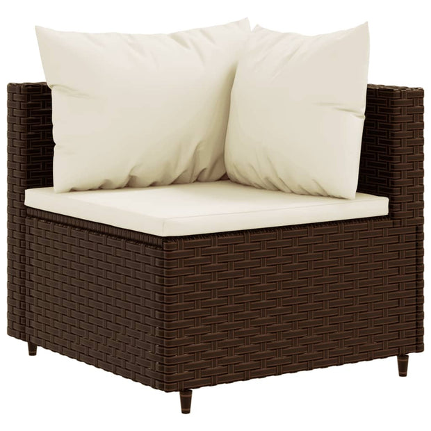 9 Piece Patio Lounge Set with Cushions Brown Poly Rattan