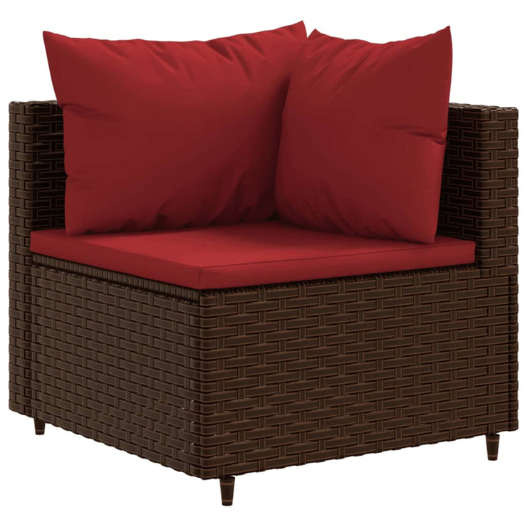 9 Piece Patio Sofa Set with Cushions Brown Poly Rattan