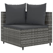 9 Piece Patio Sofa Set with Cushions Gray Poly Rattan