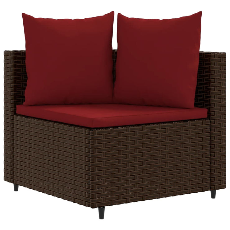 9 Piece Patio Sofa Set with Cushions Brown Poly Rattan