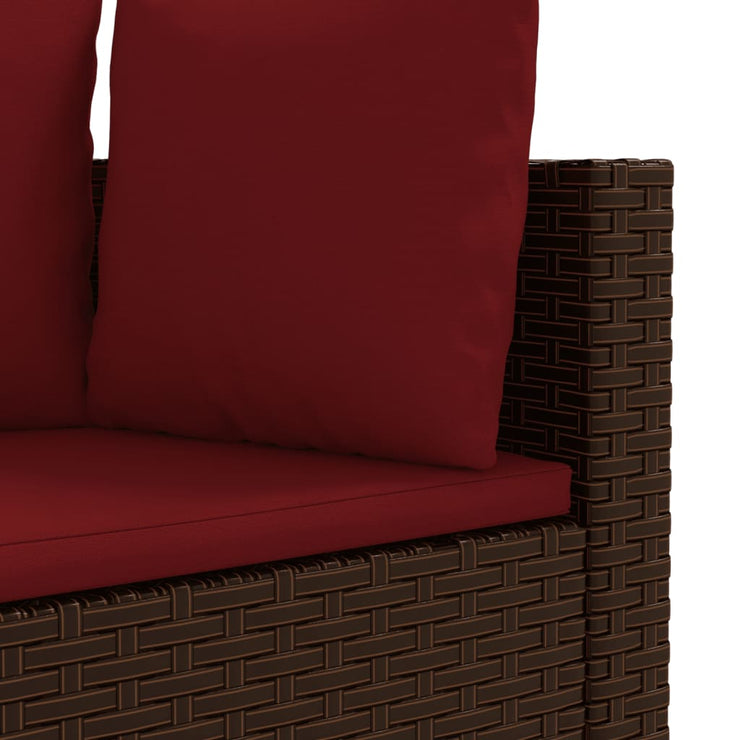 9 Piece Patio Sofa Set with Cushions Brown Poly Rattan