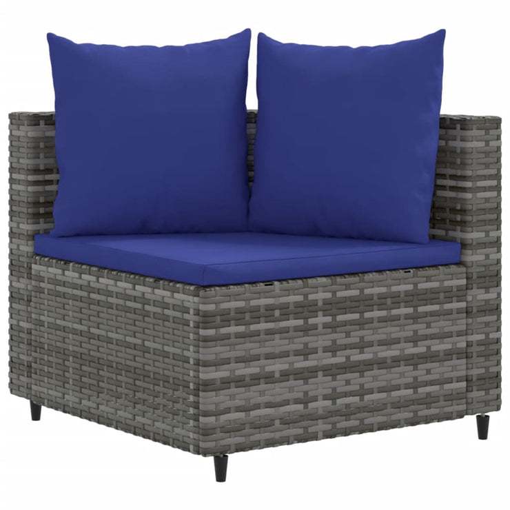 9 Piece Patio Sofa Set with Cushions Gray Poly Rattan